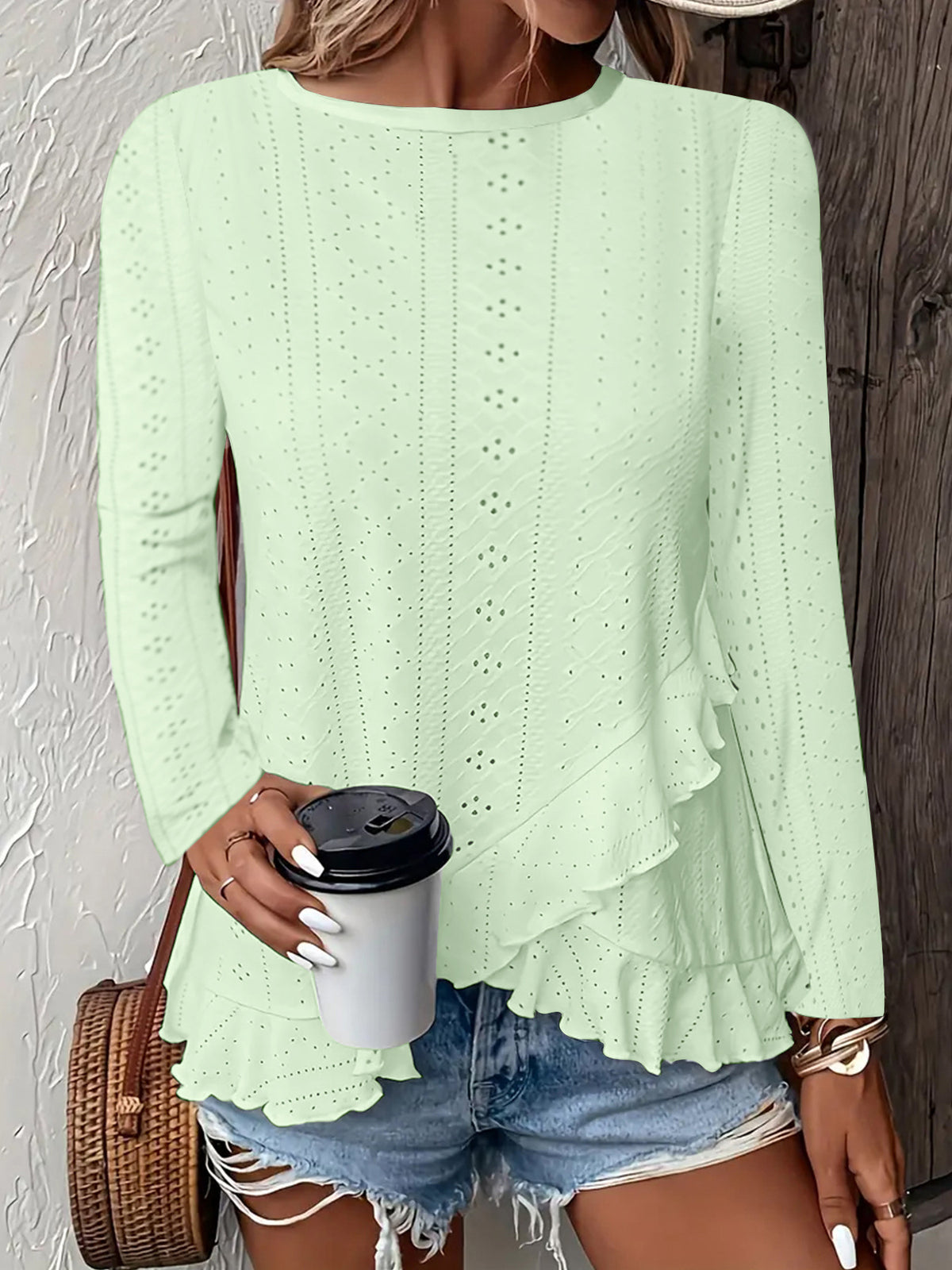 Women's Fashion Casual Solid Color Long Sleeve Women's T-shirt