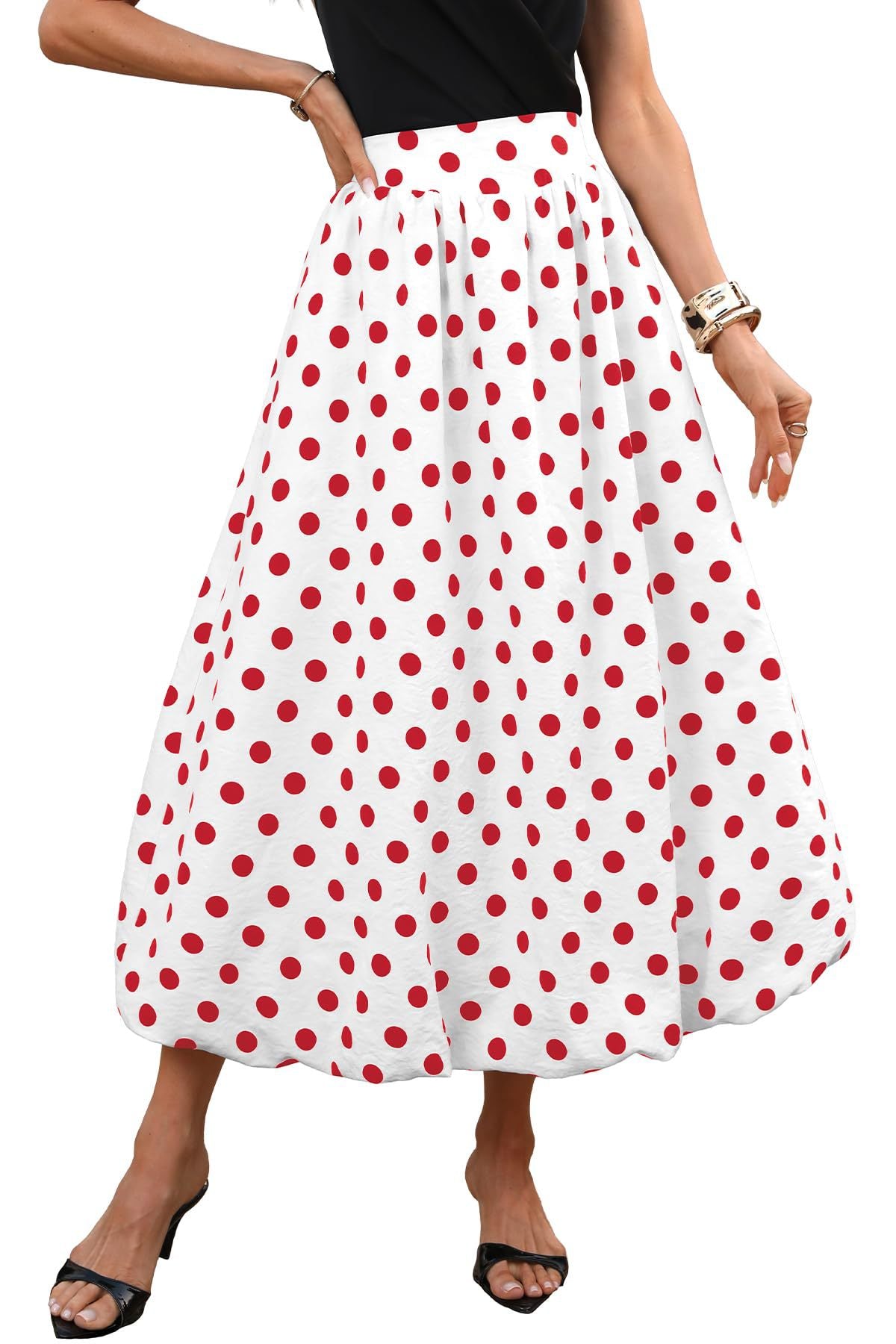 Women's Elastic Waist Fluffy Hem Bubble Skirt