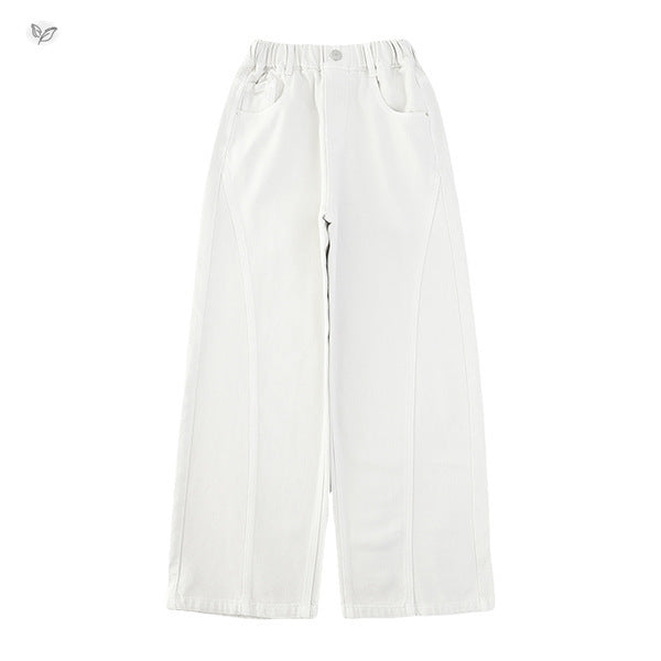 Children's Cotton Summer Medium Large White Narrow Leather Tag Stitching Children's Pants
