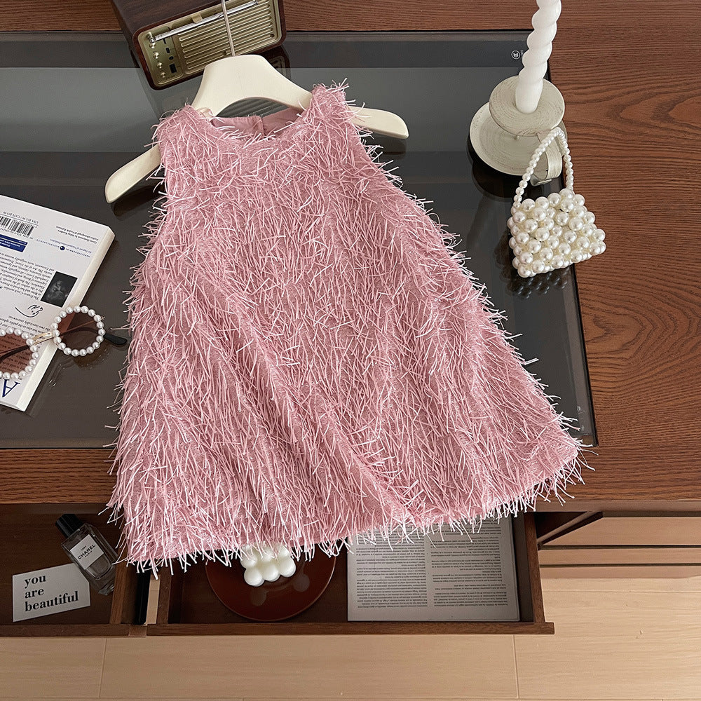 Women's Summer Korean Style Sleeveless Suspender Furry Children's Dress