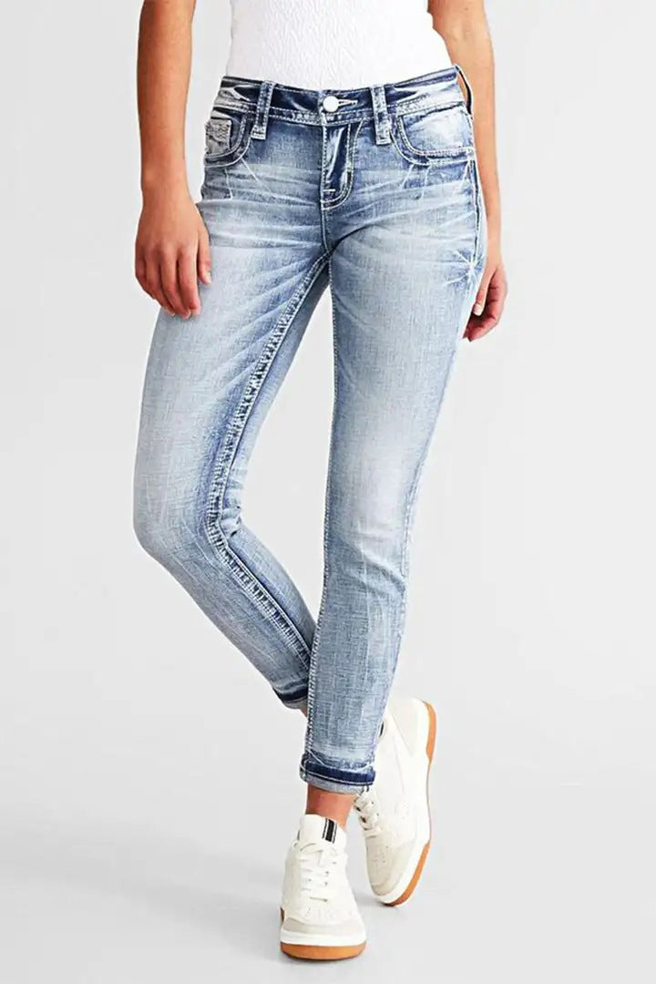 Women's Stretch Slimming Versatile Embroidered Skinny Women's Jeans