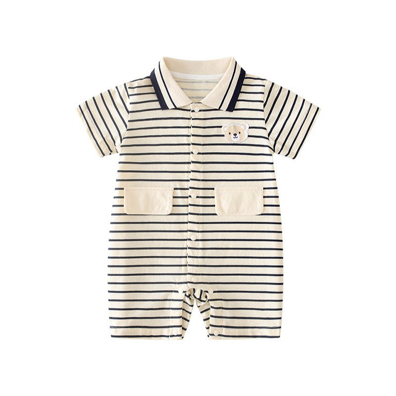 For Babies Go Out Lapel Thin Born Rompers Pure Cotton Jumpsuit, Climbing Suit