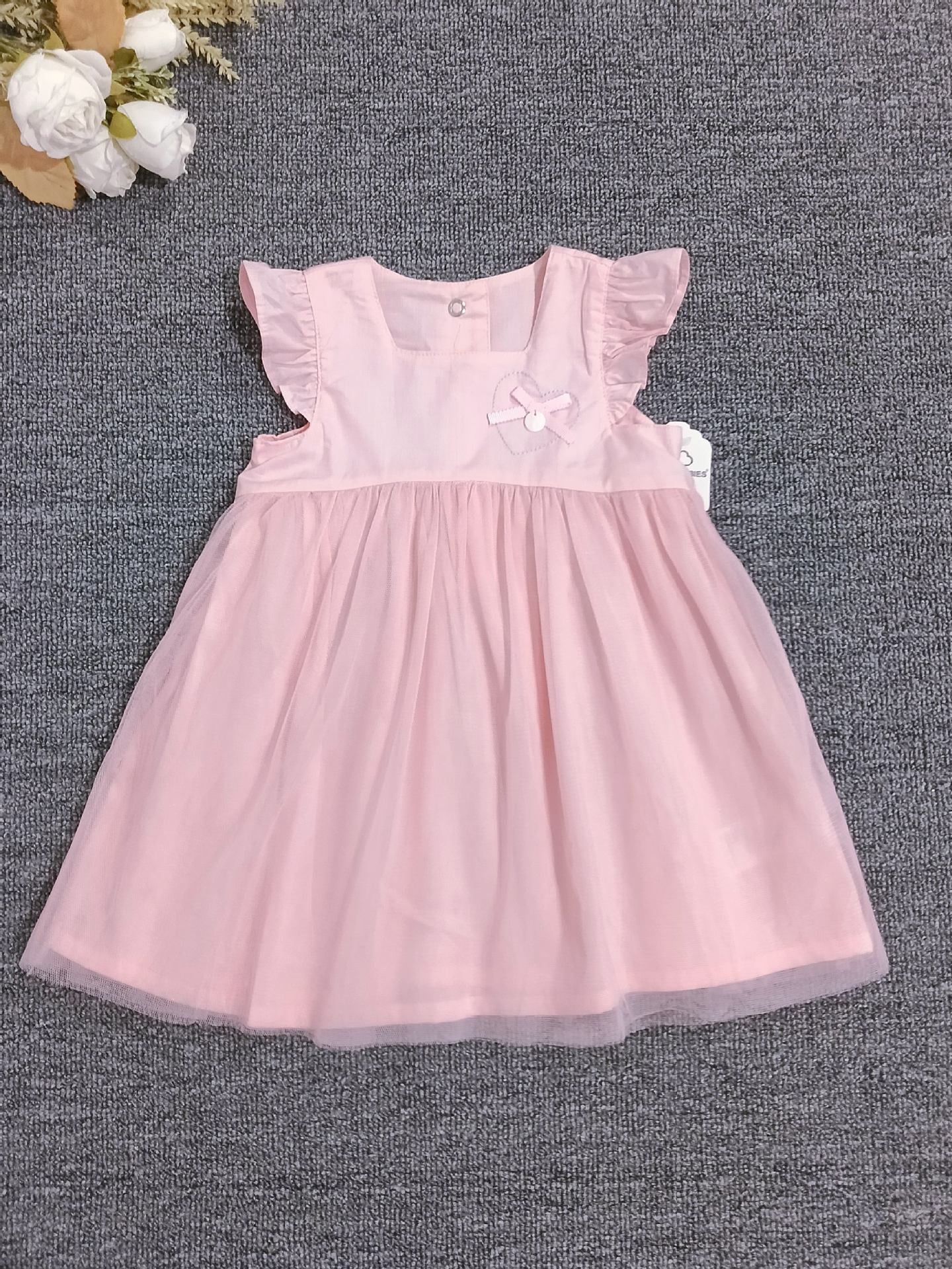 Original Pink Mesh Short-sleeved Summer Princess Children's Dress