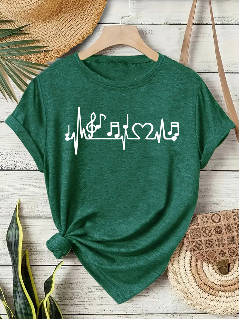 Women's Cute Printed Short-sleeved Note Fashion Women's T-shirt