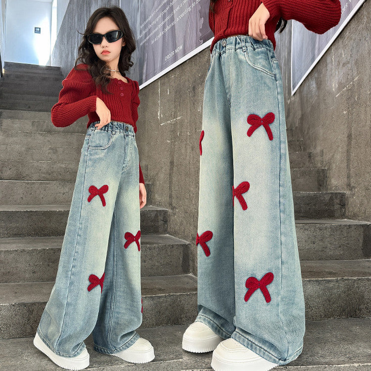 Children's Jeans Spring Medium Large Long Children's Pants