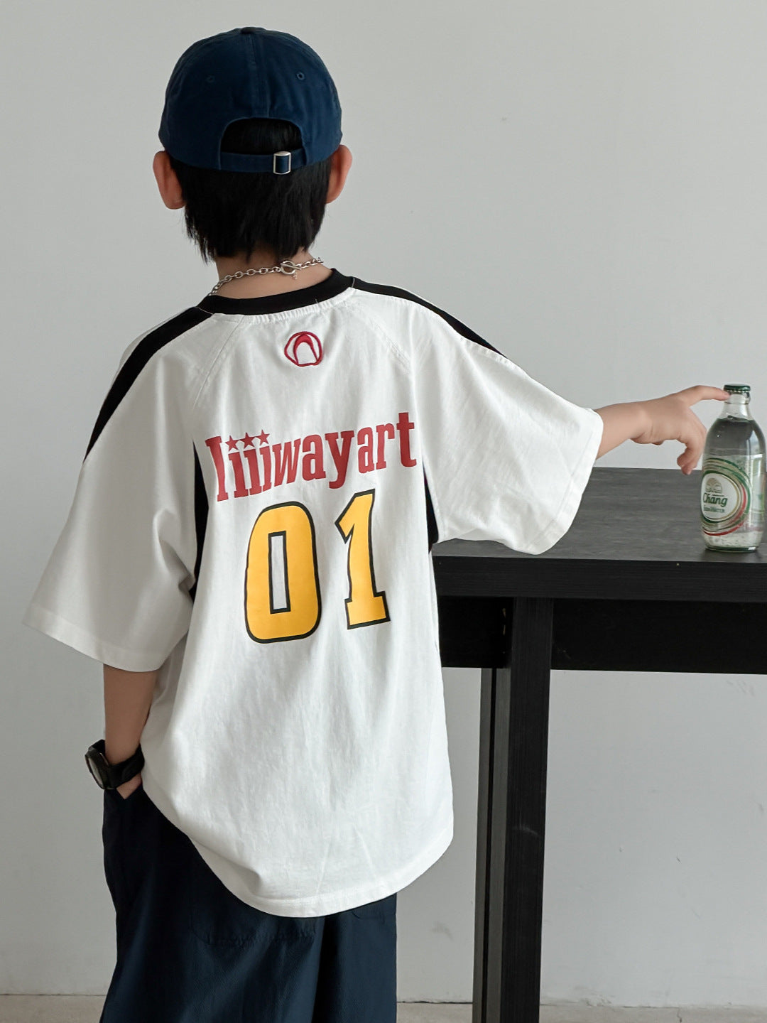 Children's Short-sleeved Summer Loose Top Boys Medium Big Trendy Short Children's T-shirt