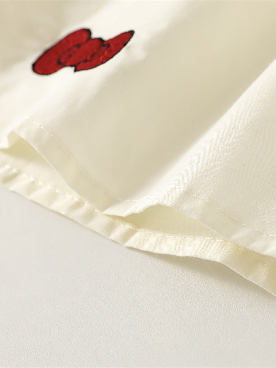 Children's Summer Doll Collar Lapel Bow Cartoon Cat Embroidery Western Children's Dress