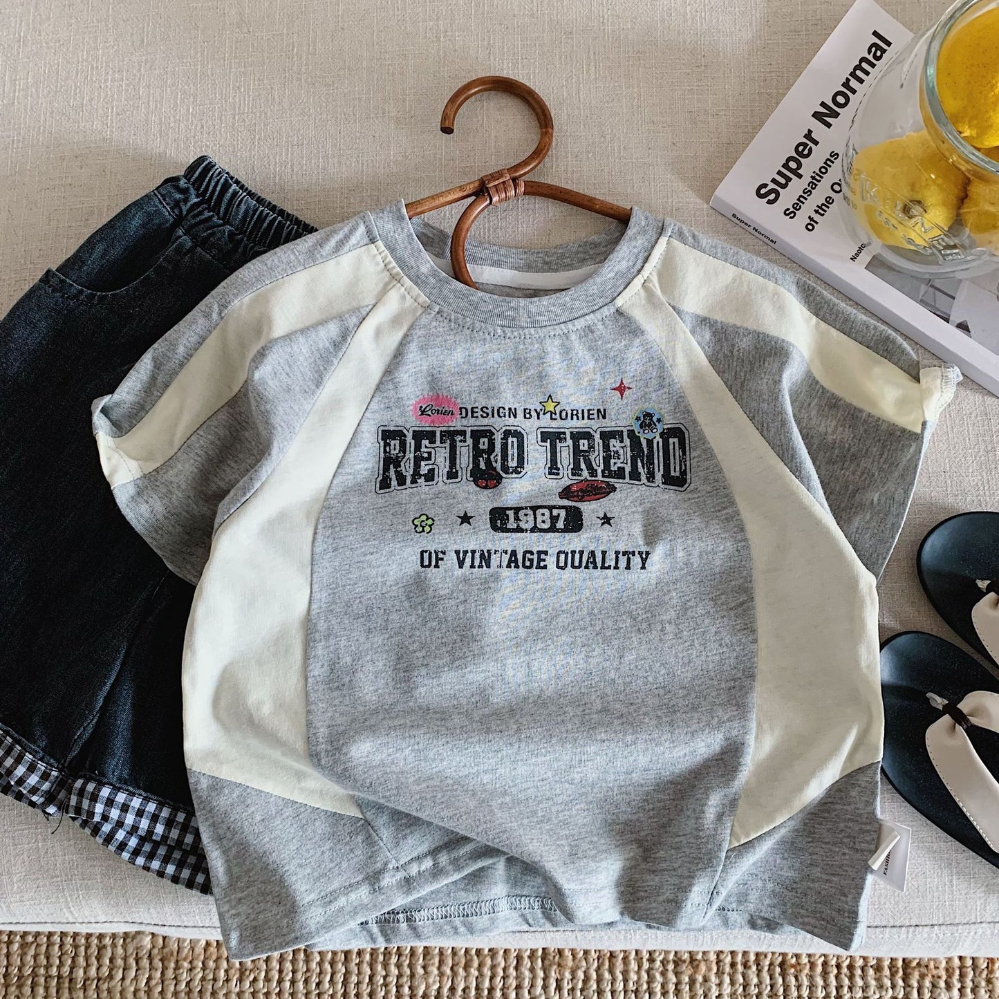 Children's Short-sleeved Summer Stitching Sports Pullover Class Children's T-shirt