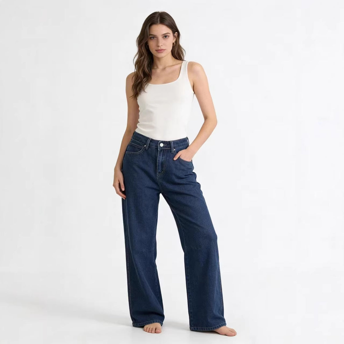 Women's Autumn Retro Washed Loose Casual High Jeans