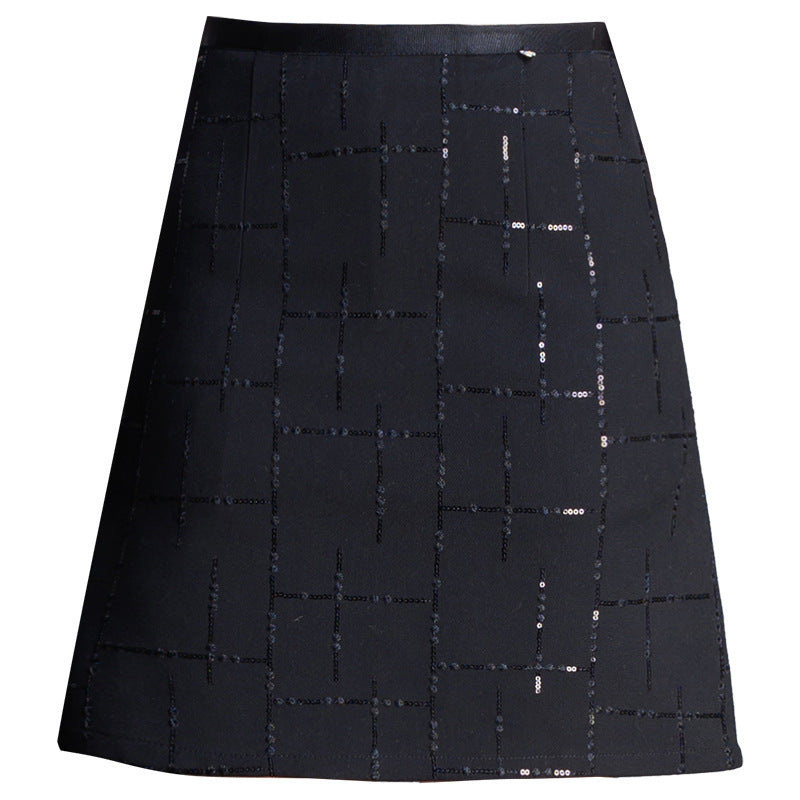 Women's Style Sequined A- Line Hip High Waist Slimming Skirt