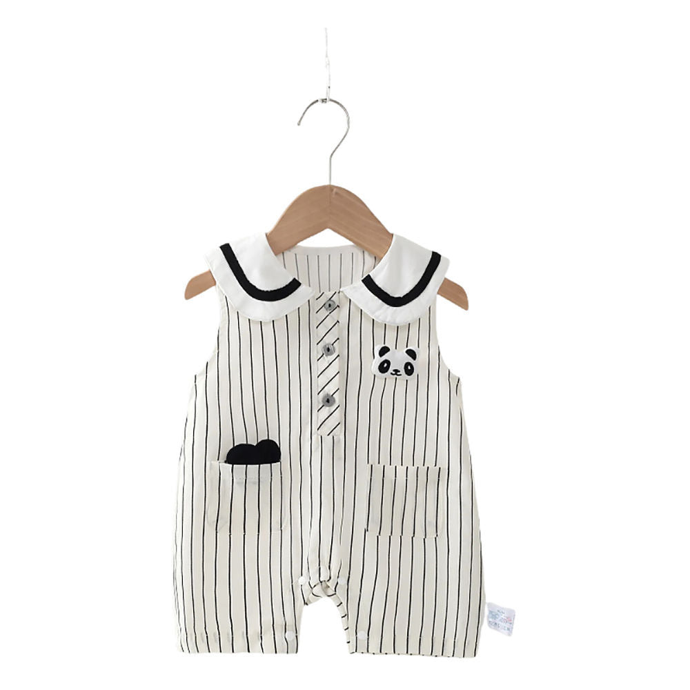 Women's & Men's Summer Thin Woven Sleeveless Striped Wide Shoulder Romper Jumpsuit, Climbing Suit
