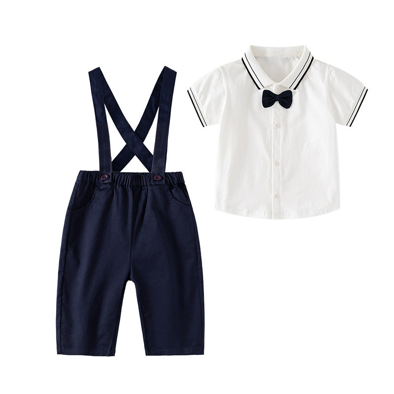 Children's Clothes Gentleman Shirt Short-sleeved Trousers Suspender Children's Suit