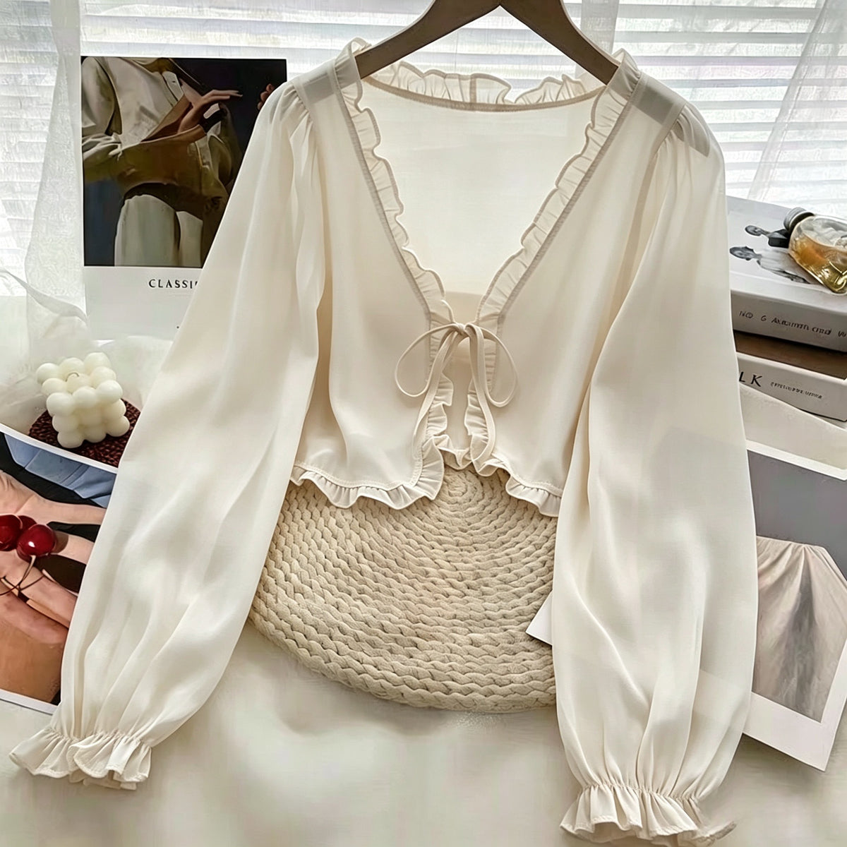 Women's Suspender Small Shawl Outerwear Cover-up Summer Sun Protection Super Lace Shirt, Chiffon Shirt