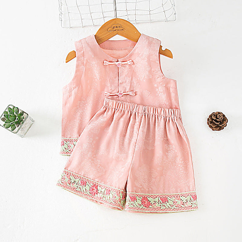Children's National Style Vest Shorts Two-piece Chinese Children's Suit