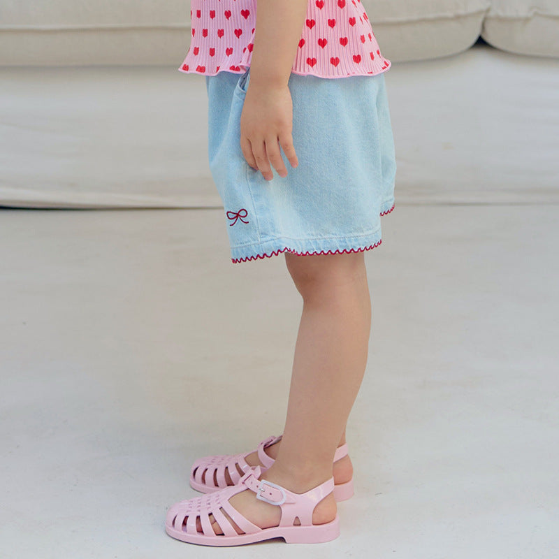 Children's Summer Loose Bow Embroidered Shorts Cute Outdoor Comfortable Children's Pants