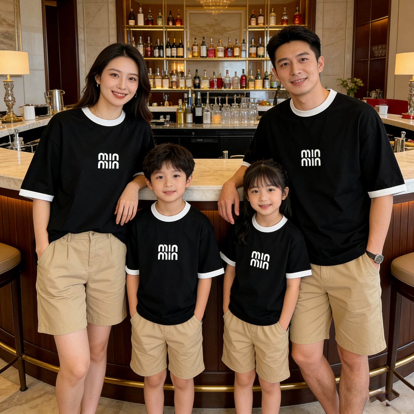 T-shirt Short Sleeve Family Of Three Parent-child Outfit
