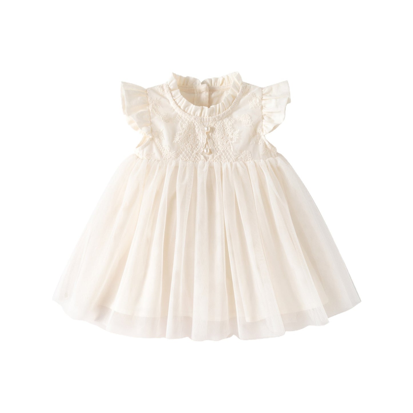 Lace Gauzy Skirt Ruffle Collar Flounced Sleeve Children's Dress