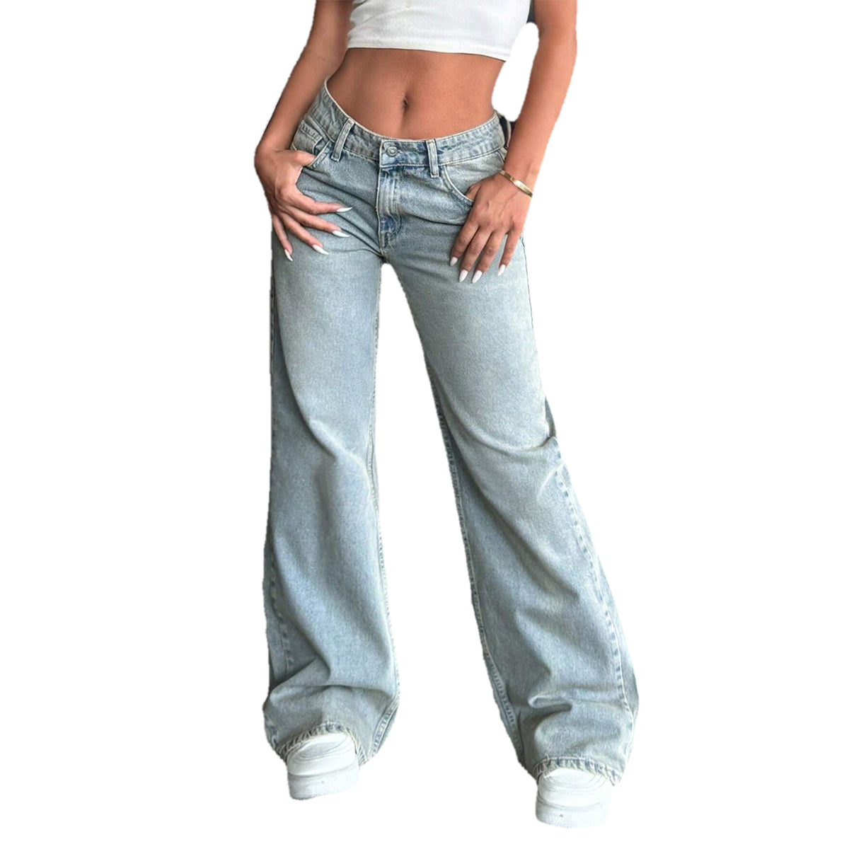 Women's Hot Wide Leg Low Waist Stretch Denim Women's Jeans