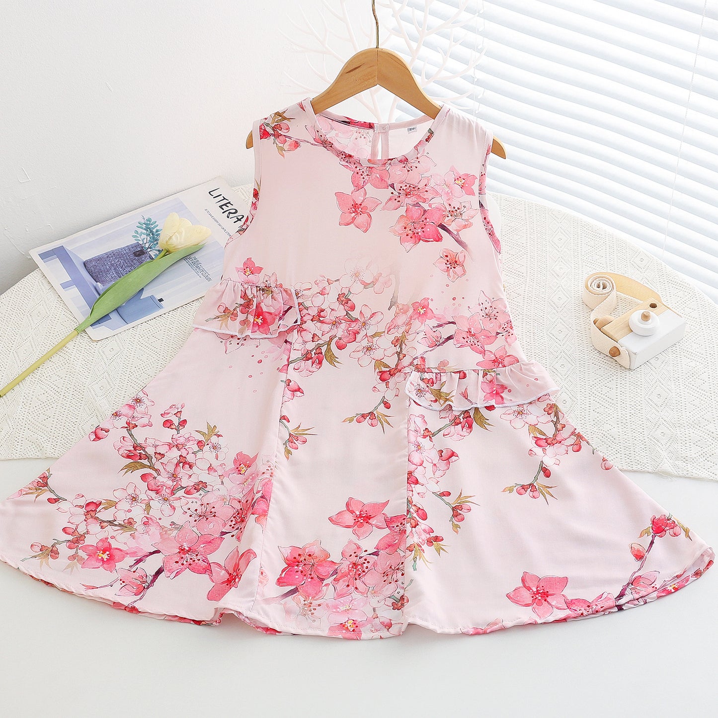 Children's Floral Cotton Thick Summer Medium Large Artificial Children's Dress