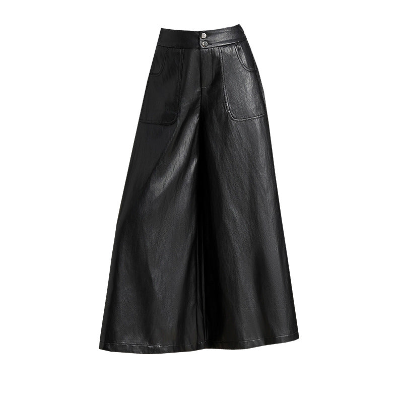 Women's Leather For High Waist Slimming Fashionable Pants