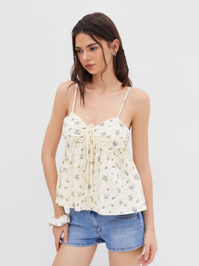 Summer Fresh Floral Width Sweet Sling Tops