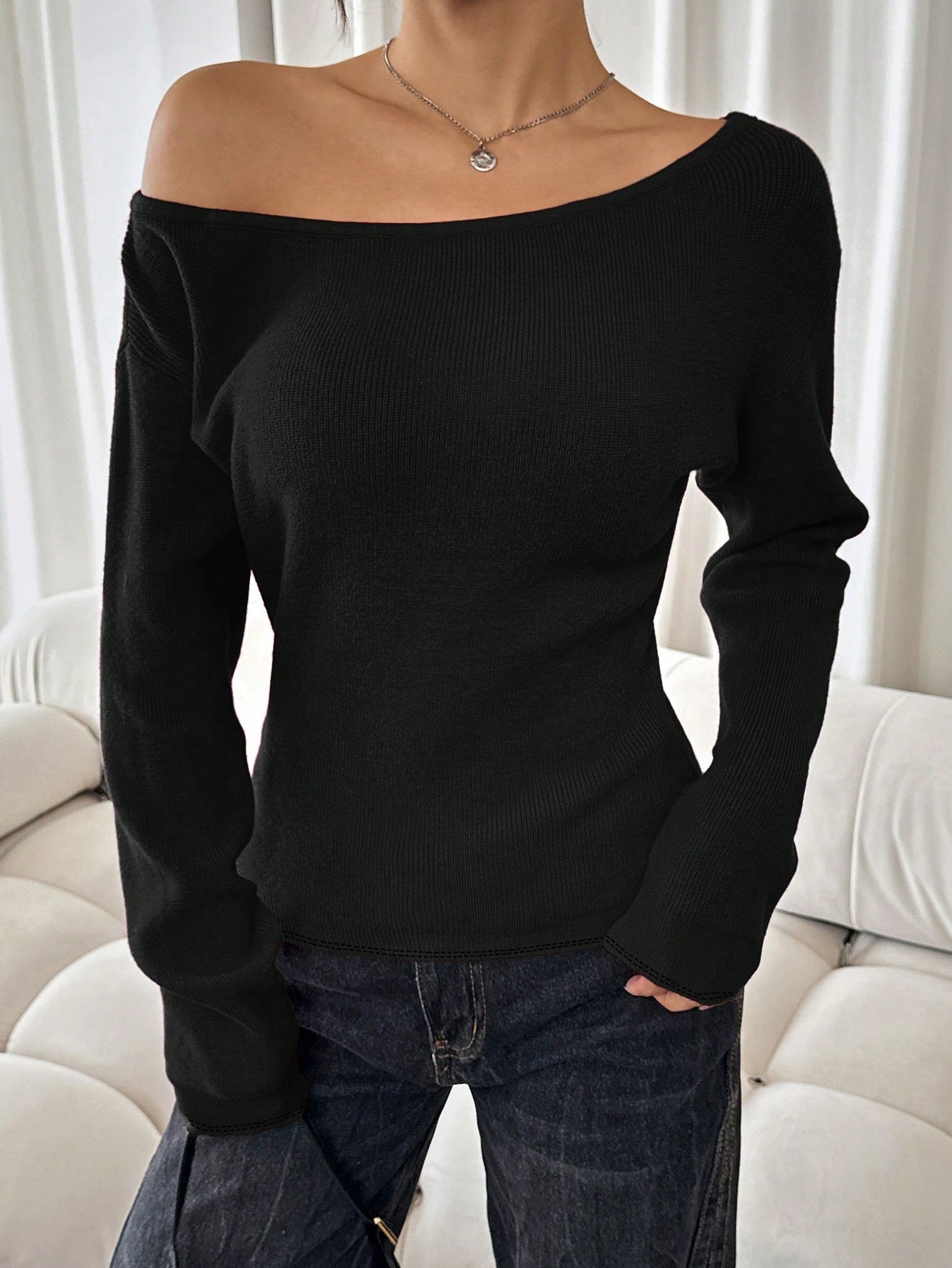 Women's Solid Color Long Sleeve Elegant Commuter Women's T-shirt