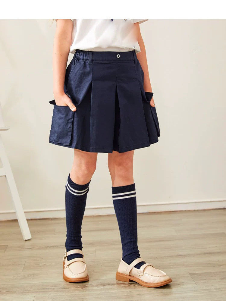 Children's Summer Medium Large Vitality Pleated Versatile Shorts Culottes College Style Children's Pants