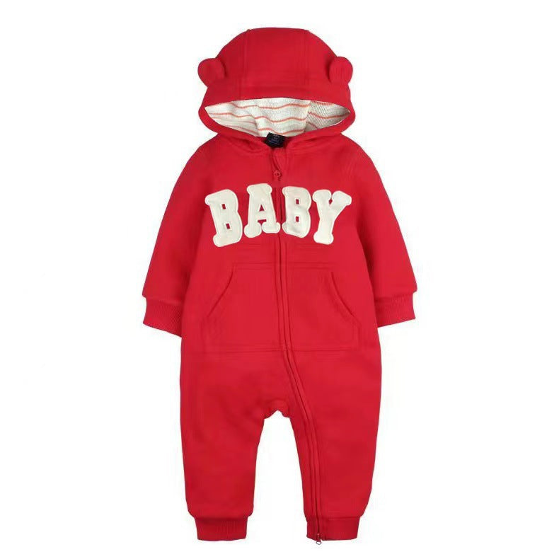 Children's Clothing Zipper Hooded Long-sleeved Jumpsuit Double Jumpsuit, Climbing Suit