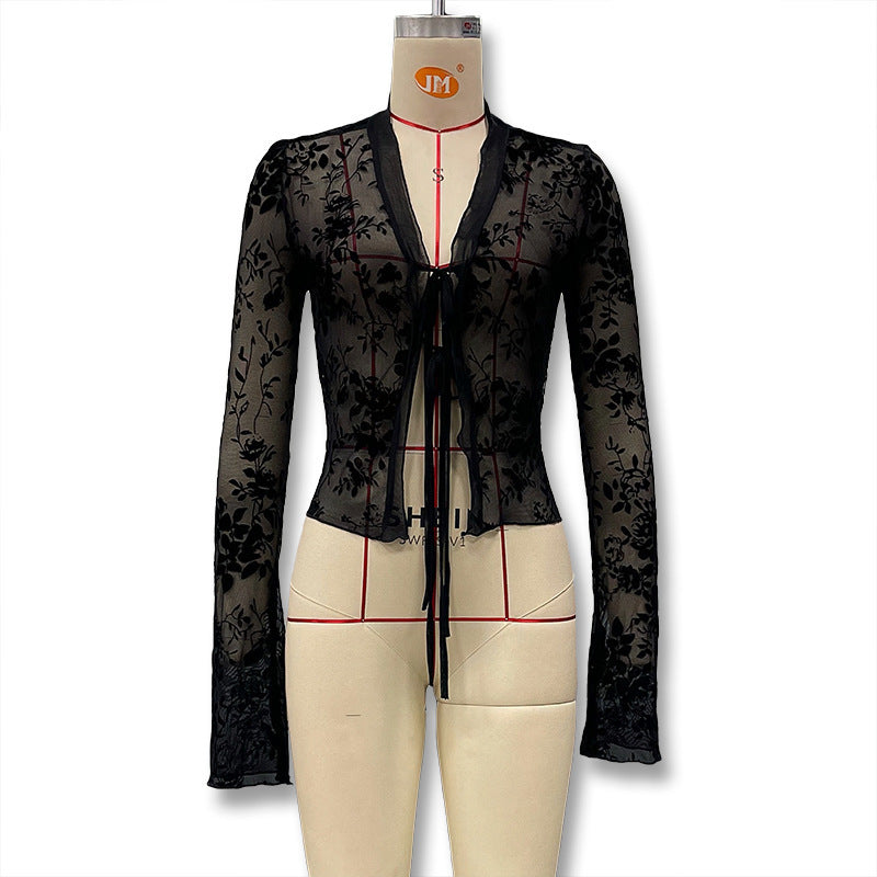Women's Fashion Slim Fit Sexy Lacing Frill Tops