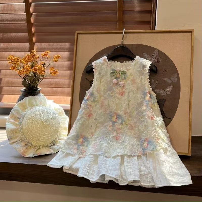 Children's Wear Match Rainbow Printing Summer Sweet Fairy Children's Dress