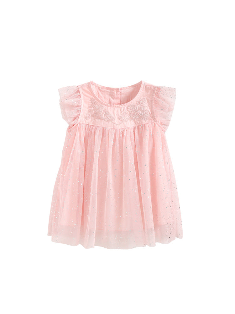Princess Summer Round Neck Gauze Cute Children's Dress