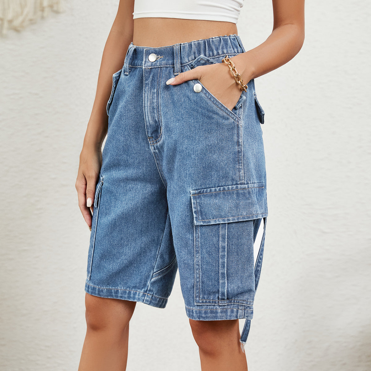 Women's Personalized Washed Overalls Casual Fashion Shorts
