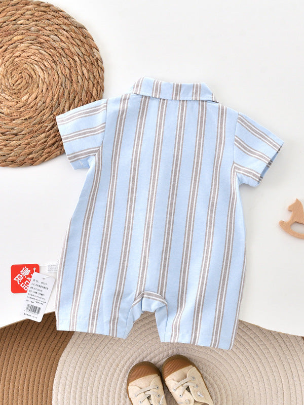 Clothes Short Sleeve Gentleman Boy Cotton Breathable One-piece Dress Born Jumpsuit, Climbing Suit