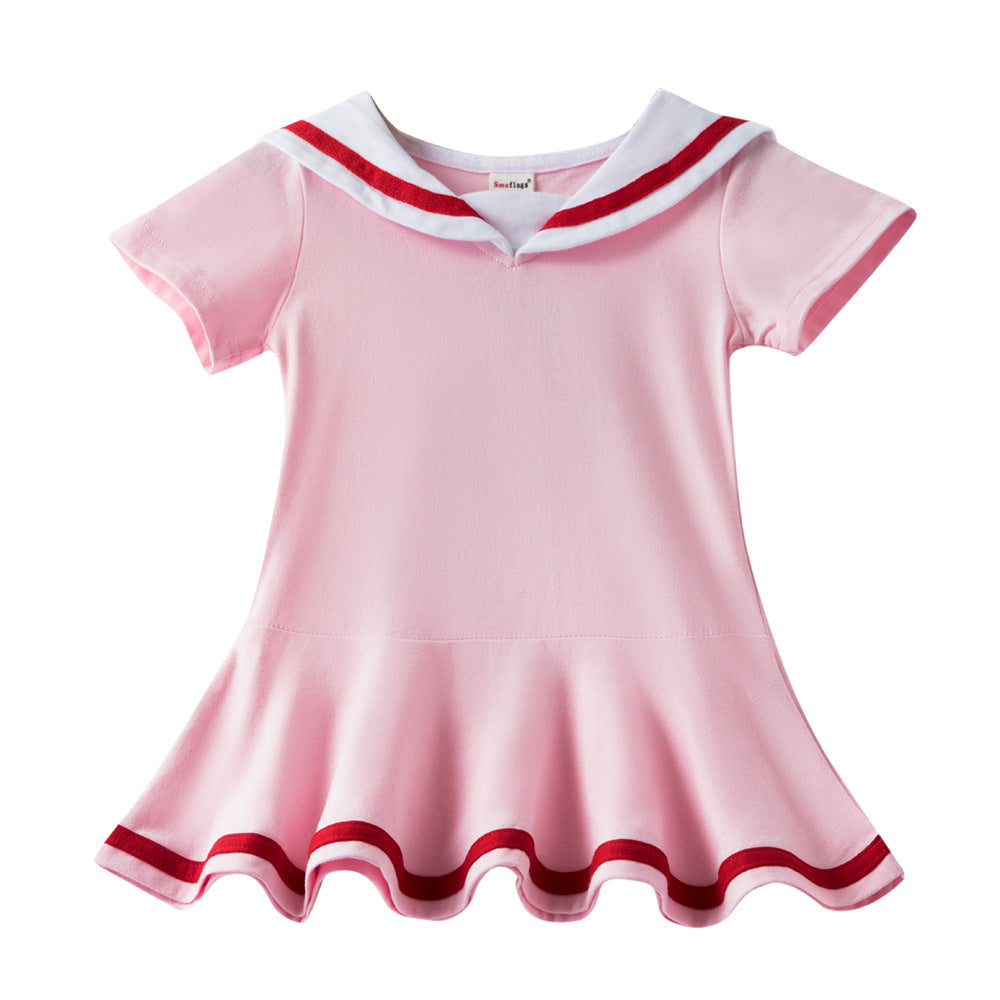 Color Pure Cotton A- Line Skirt Short Children's Dress