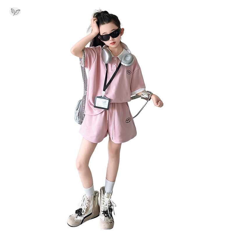 Children's Sportswear Summer Wear Medium Large Shirt Short Sleeve Shorts Loose Children's Suit