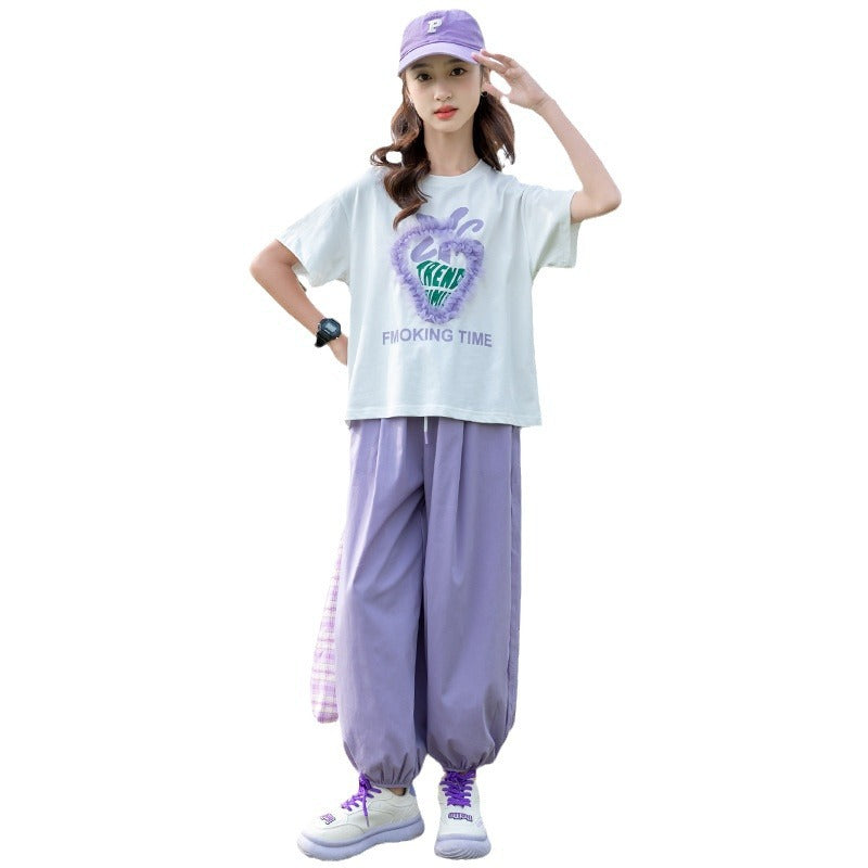 Children's Middle Large Summer Clothes Trendy Short Children's Suit