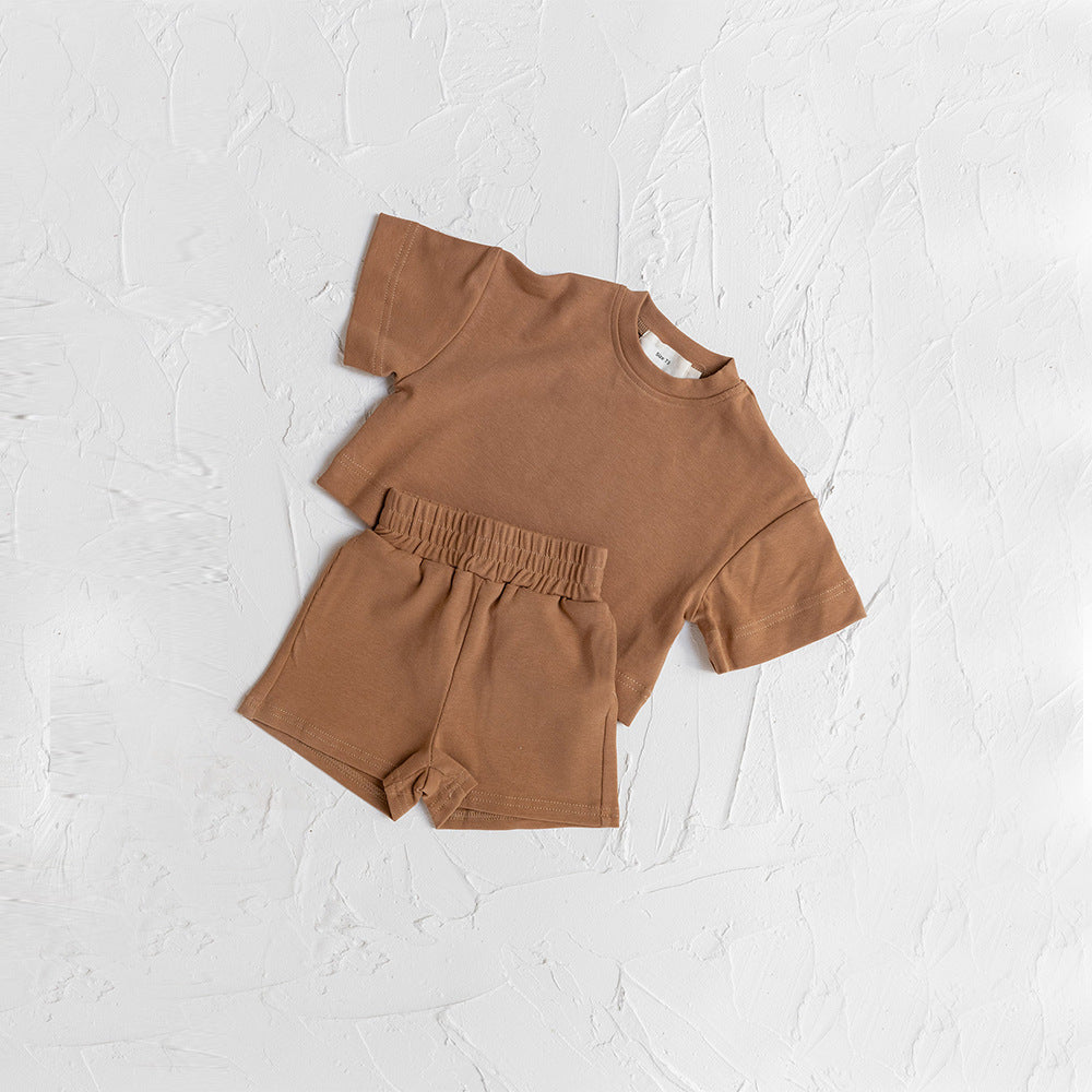 Sleeves For Infants Shorts Summer Wind Pure Color Soft Children's Suit