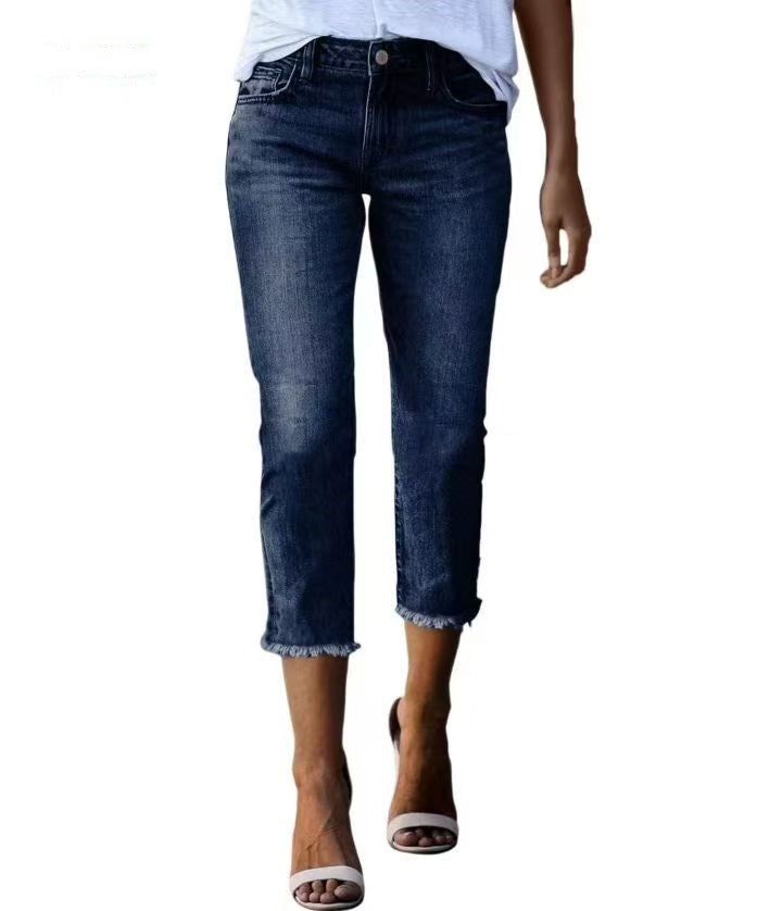 Women's Cropped Skinny Fashion High Waist Jeans