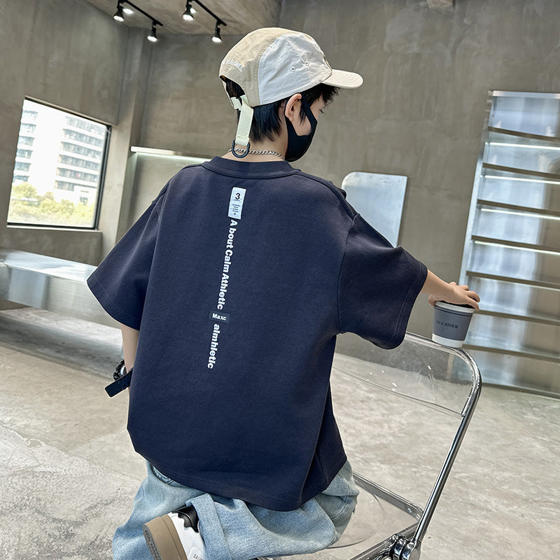 Children's Clothing Boy's Short-sleeved Big Boy Korean Fashion Cool Loose Top Children's T-shirt