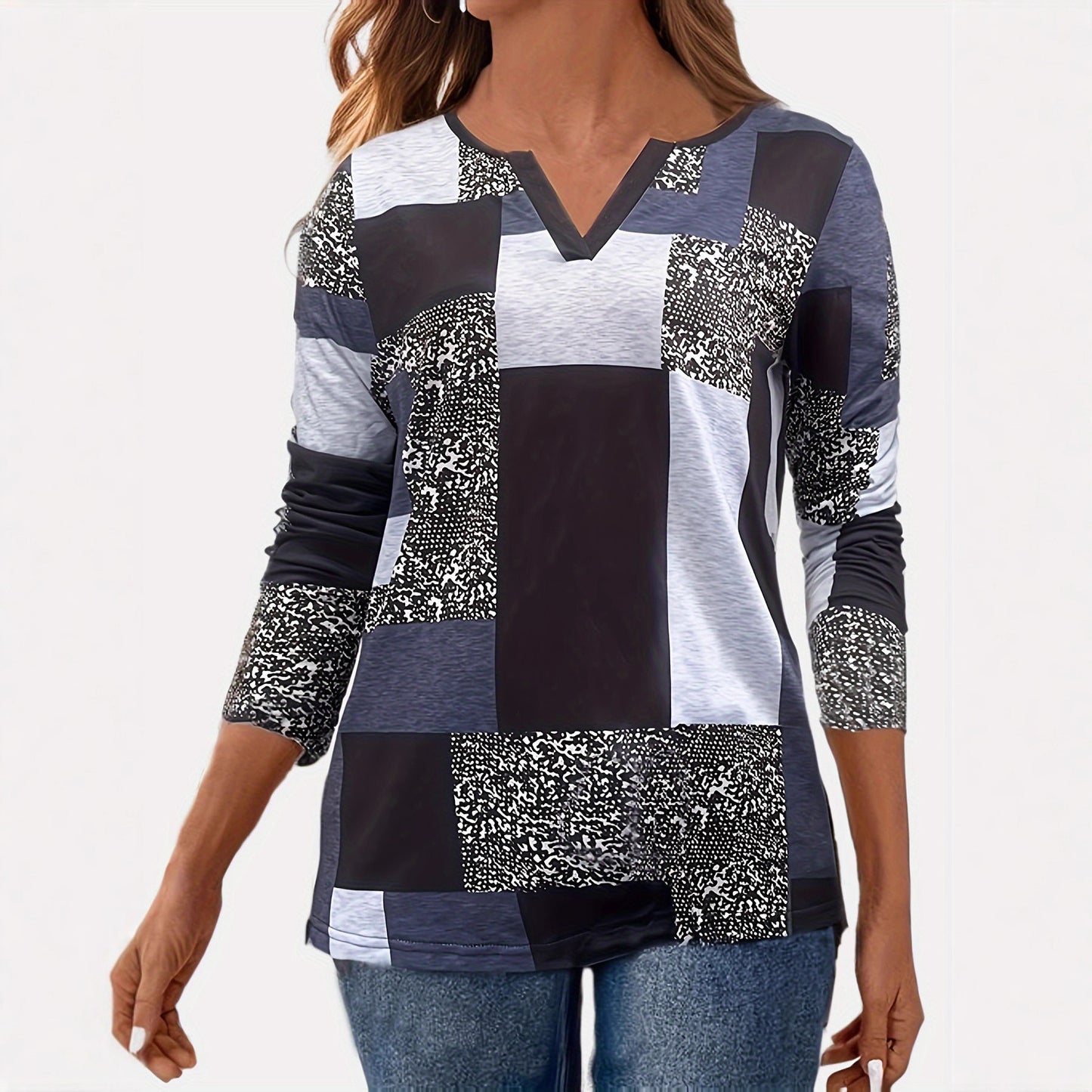 Classic Elegant Women's Casual Printed Long-sleeved Women's T-shirt