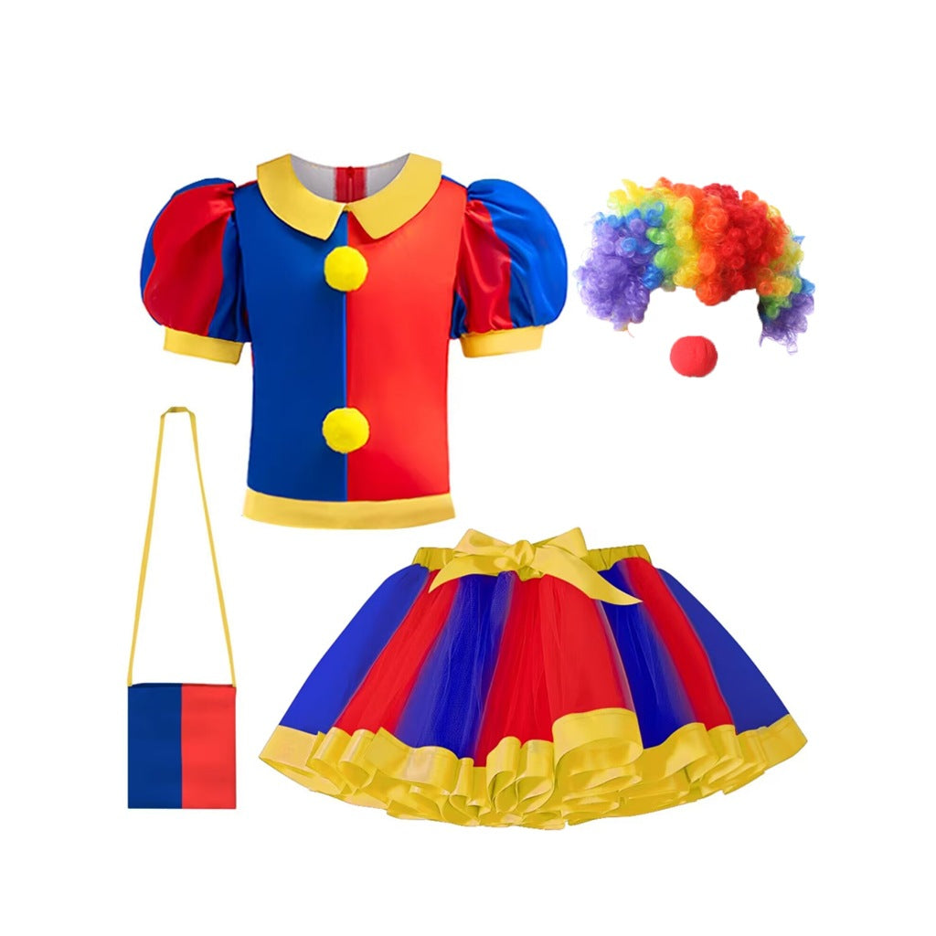 Children's Skirt Magic Digital Circus Cartoon Performance Clown Children's Suit