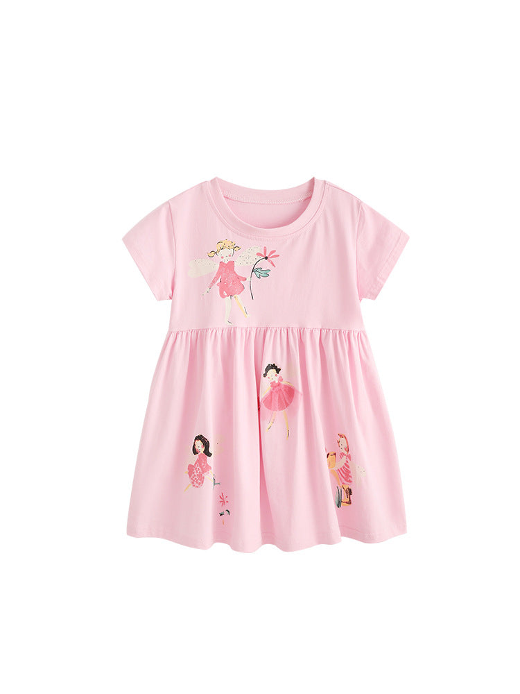 Children's Summer Round Neck Short Sleeve Trendy Children's Dress