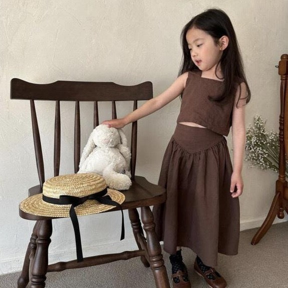 Children's Summer Mori Suspenders Vest Skirt Two-piece Children's Suit
