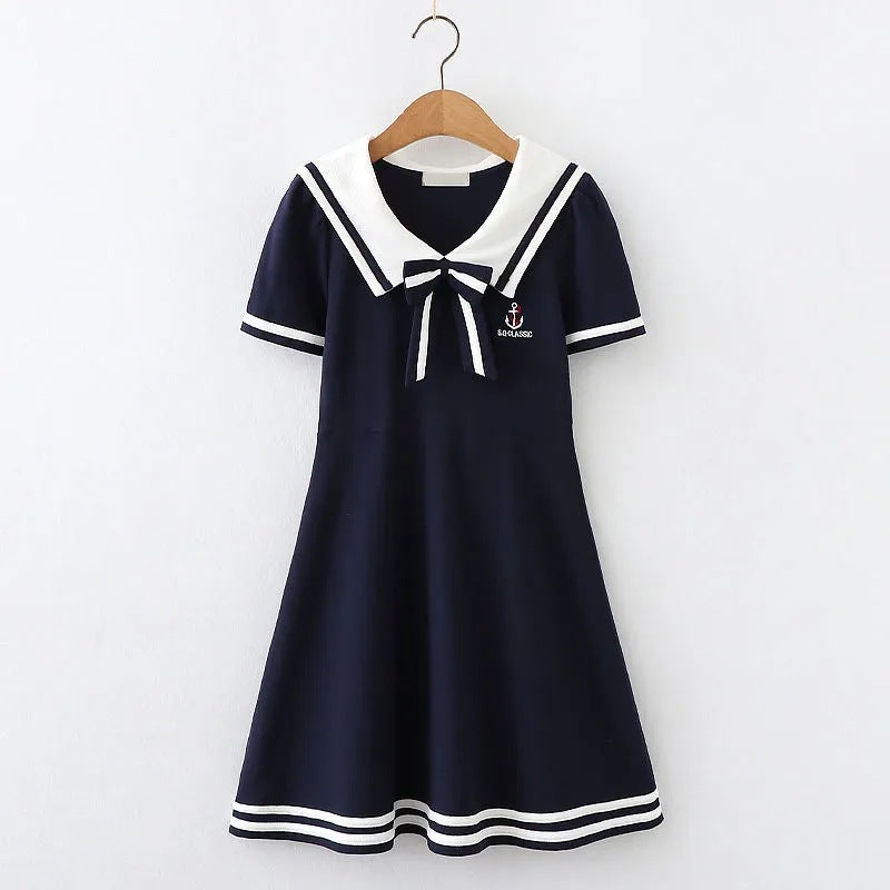 Children's Summer Preppy Style Navy Skirt Middle Big Sports Children's Dress