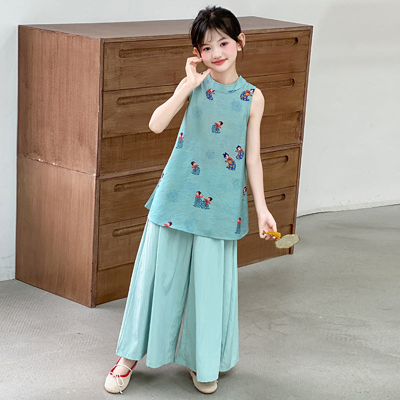 Children's Chinese Older Ancient Style Han Clothing Summer Culottes Children's Suit
