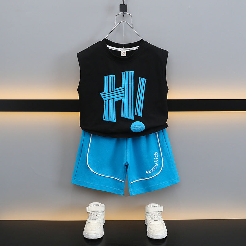 Children's Boys Summer Year Clothes Ruffle Handsome Children's Suit