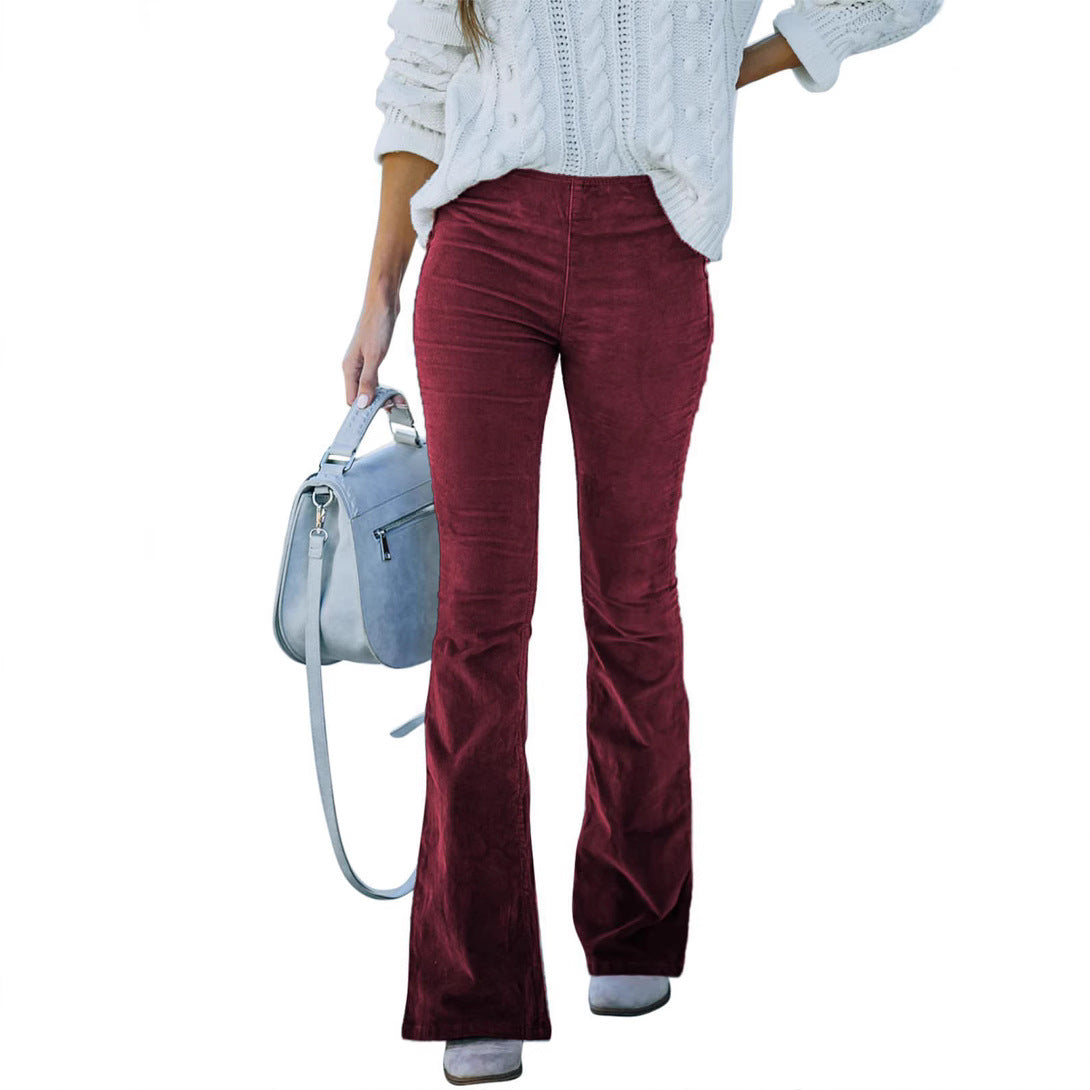 Women's Solid Color High Waist Micro Flared Casual Pants