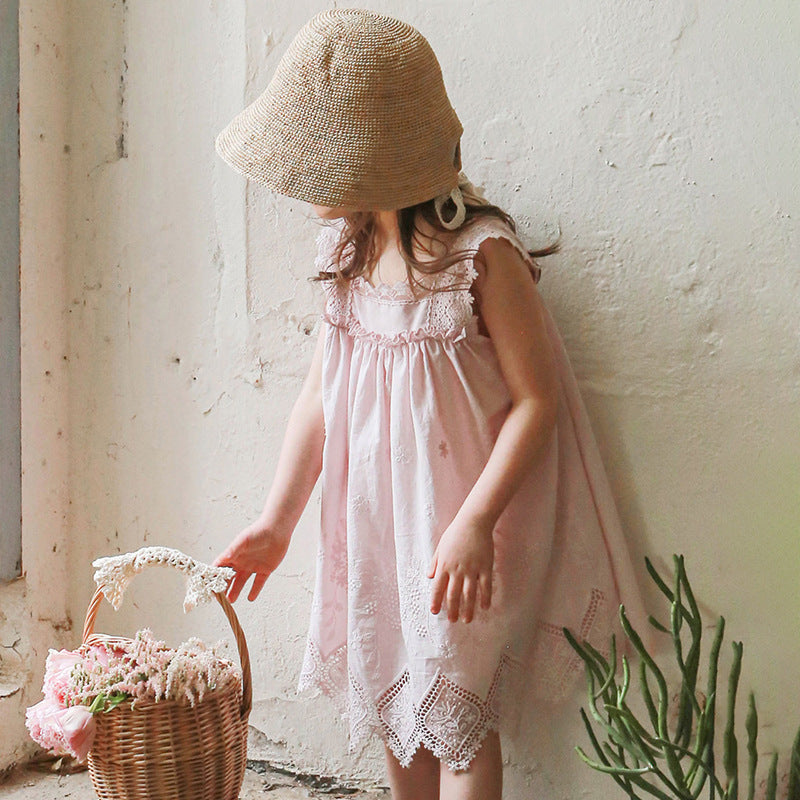 Children's Summer Strawberry Shan Clothing Fashion Lace Edge Children's Dress