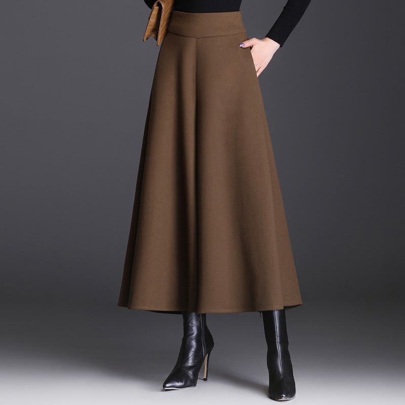 Women's Woolen High Waist Cropped Large Loose Wide Leg Casual Pants