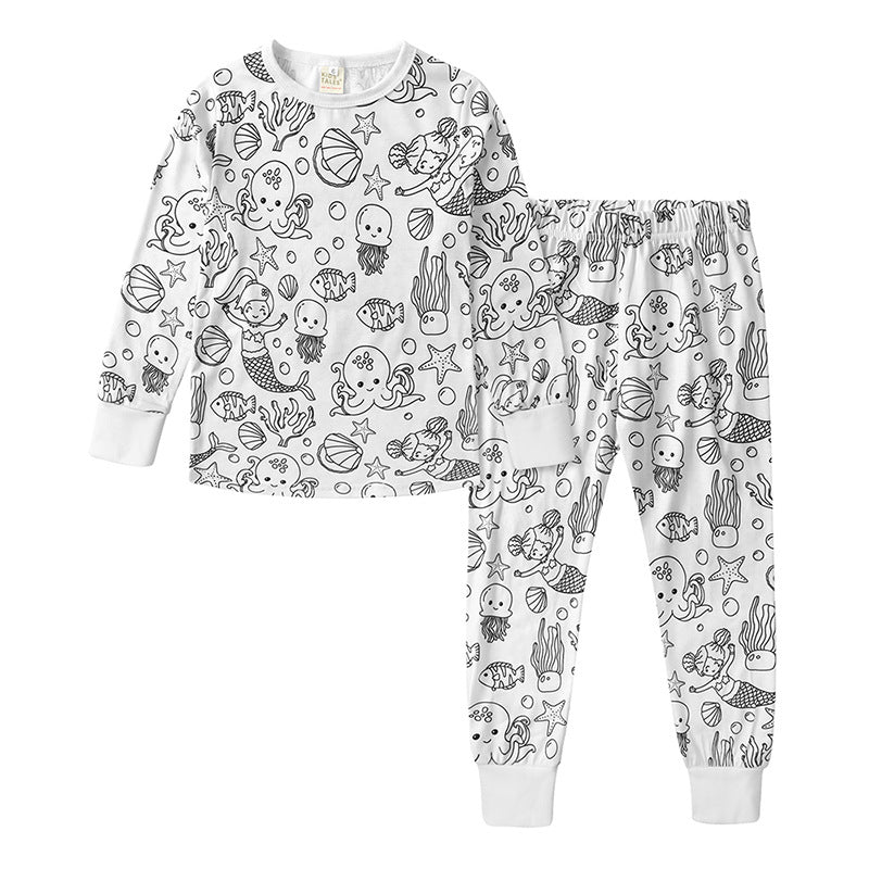 Children's Iti Pajamas Coloring Boys Sketch Set Children's Suit